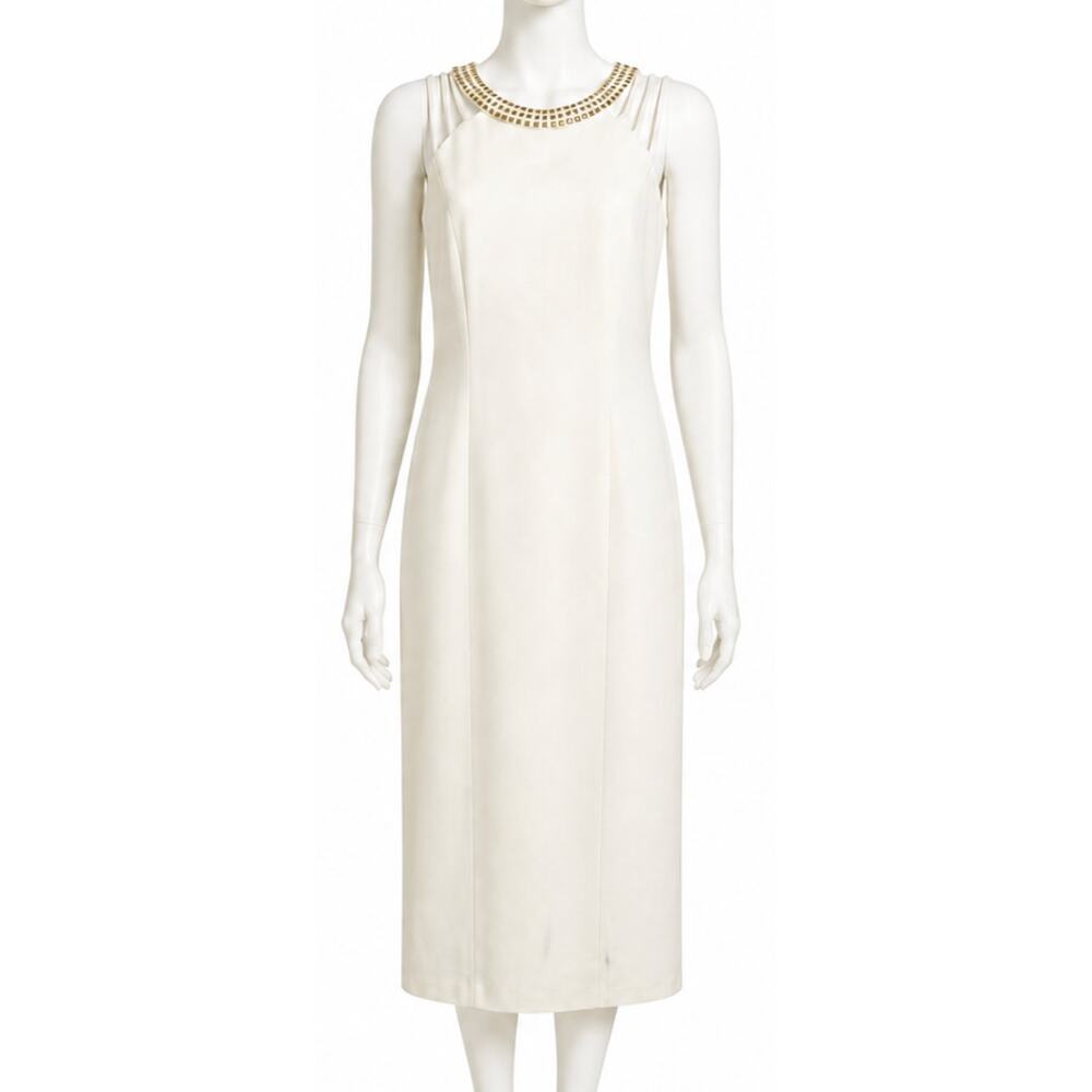 Bebe Dress 4 Off White Embellished Stud Crisscross Back HOCO Gala Formal FLAW